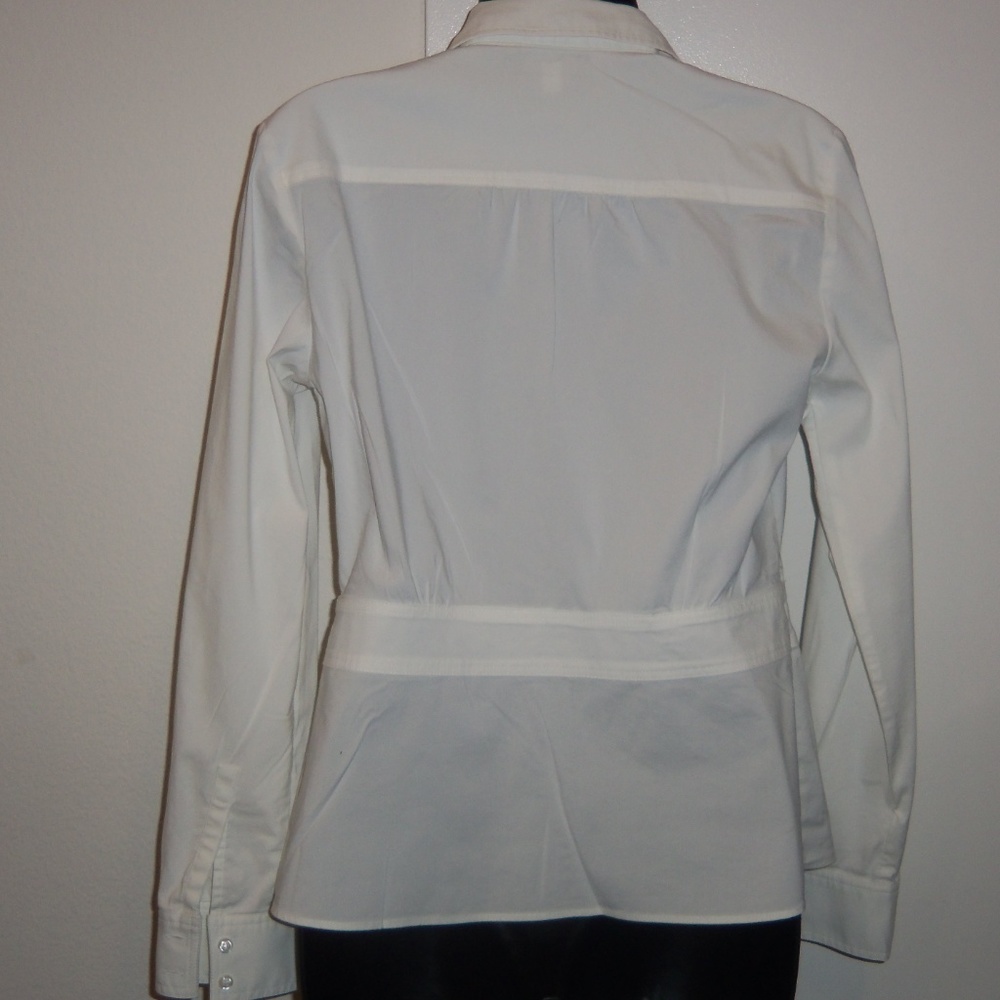 INC International Concepts White Waist Button Down Blouse Size 6 - Picture 2 of 8